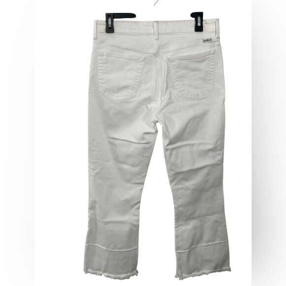 LUCKY Brand Bridgette Mini Boot White Jeans Size 8 / 29 Cropped Raw Hem Denim - Picture 2 of 10